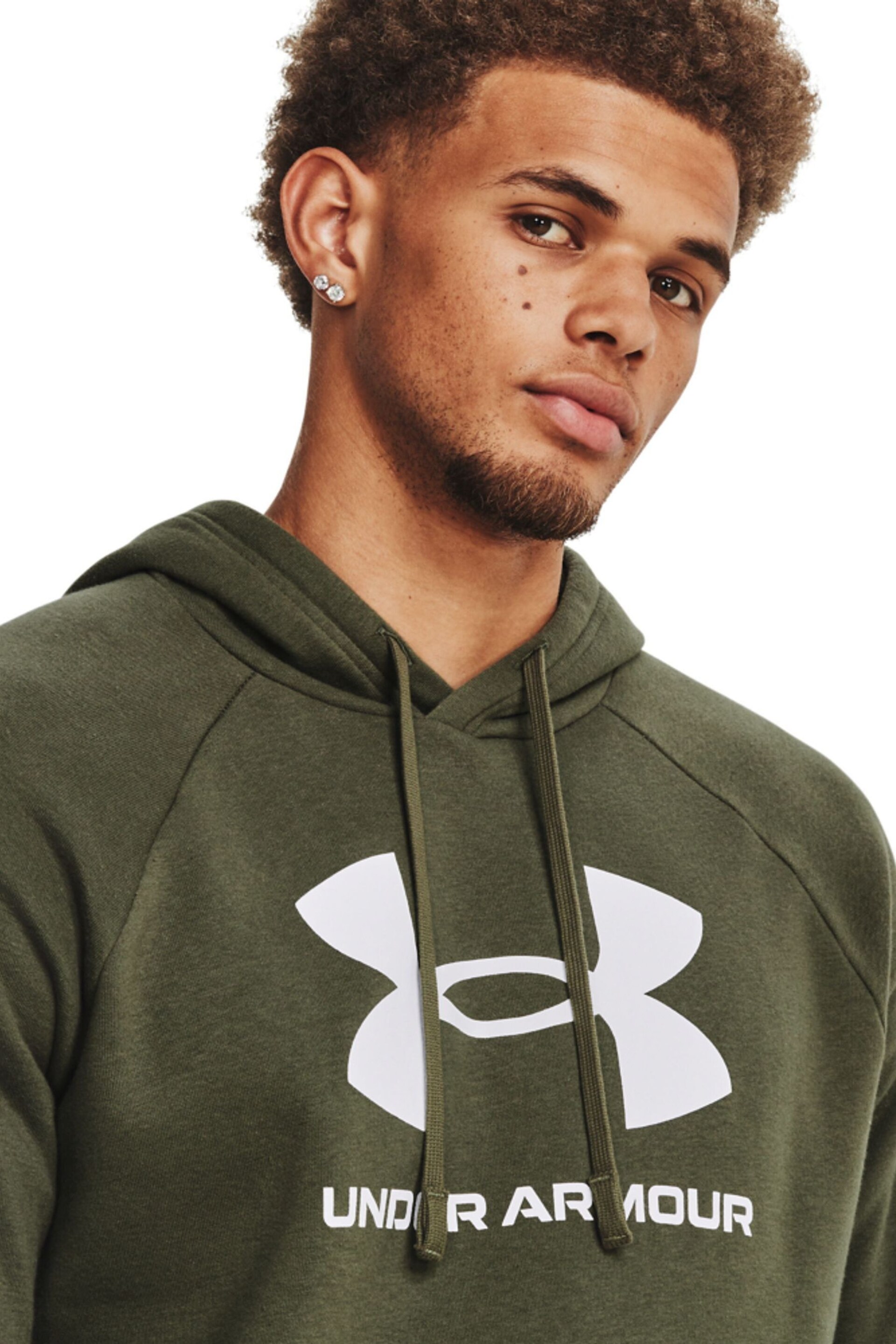 Under Armour Green Rival Fleece Logo Overhead Hoodie - Image 4 of 6