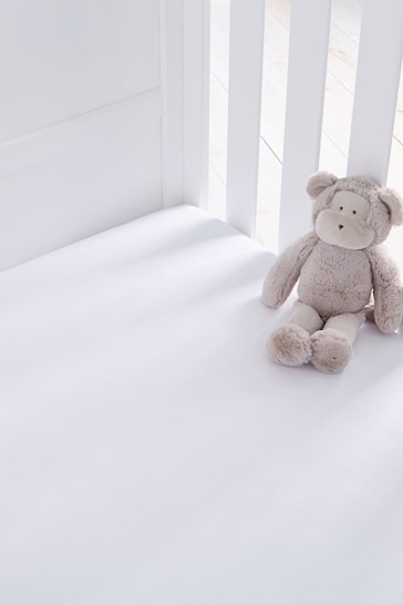 Silentnight Kids 2 Pack White Safe Nights Cot Bed Fitted Sheets
