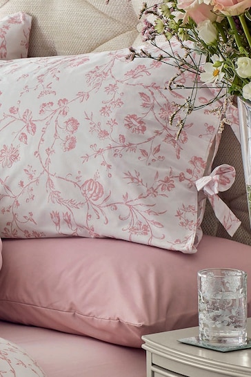 Laura Ashley Blush Pink 200 Thread Count Aria Set of 2 Pillowcases