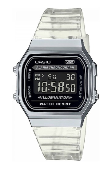 Casio 'Collection' Silver, Black and Clear Stainless Steel Quartz Watch