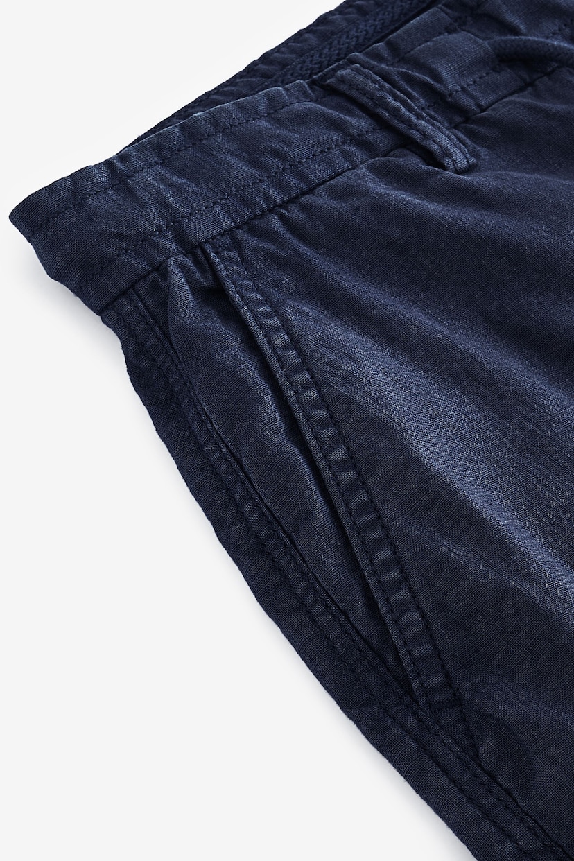Navy Cotton Linen Cargo Shorts - Image 9 of 10