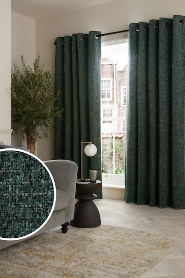 Green Next Multi Chenille Eyelet Lined Curtains