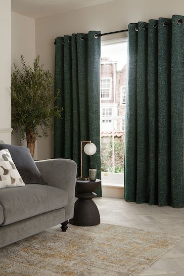 Green Next Multi Chenille Eyelet Lined Curtains