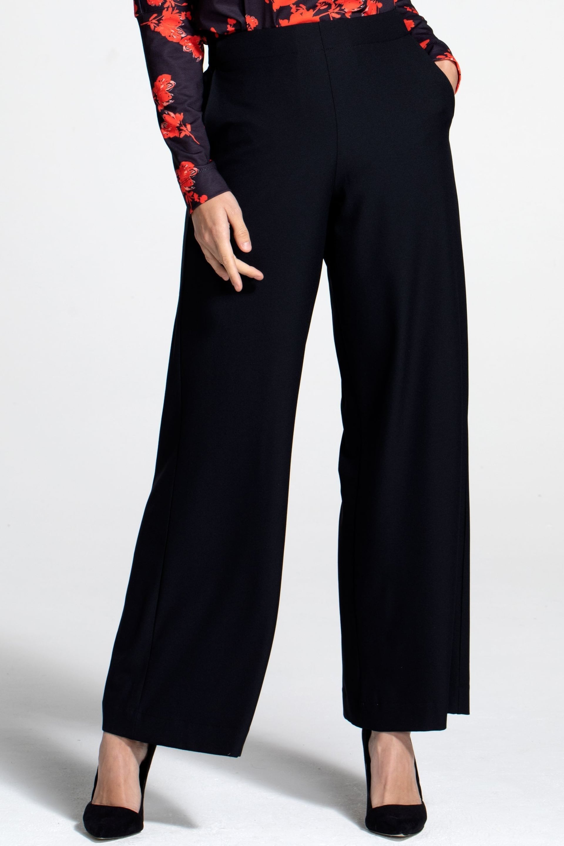 HotSquash Black Luxe-Lounge Wide Leg Crepe Trousers - Image 1 of 4