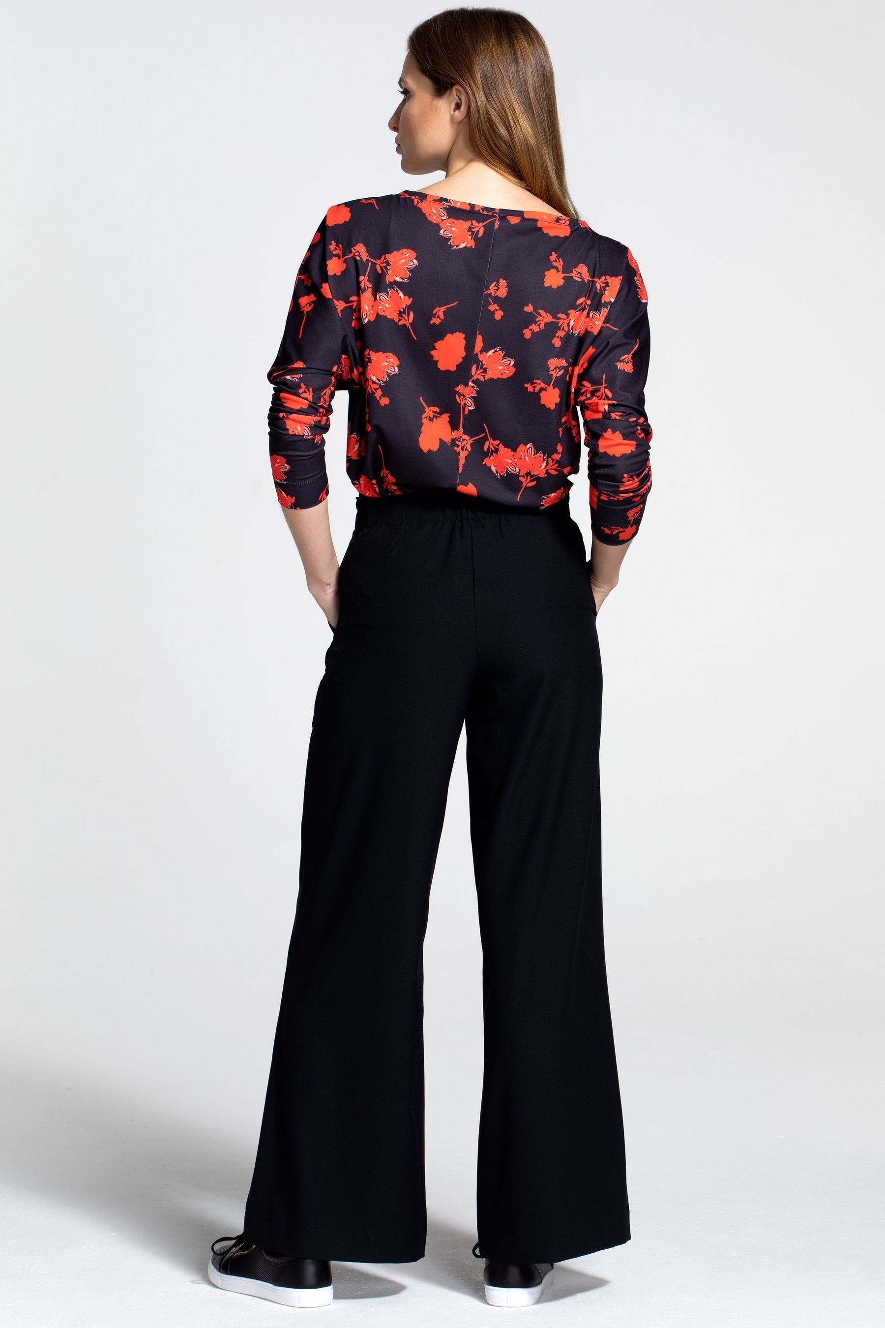 Buy HotSquash Black Luxe Lounge Wide Leg Crepe Trousers from the