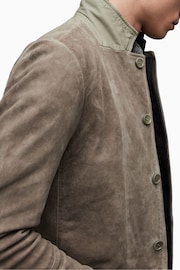 AllSaints Grey Survey Leather Blazer - Image 2 of 8