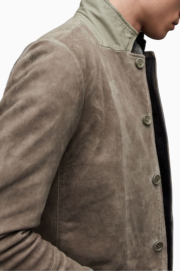 AllSaints Grey Survey Leather Blazer