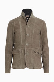 AllSaints Grey Survey Leather Blazer - Image 8 of 8