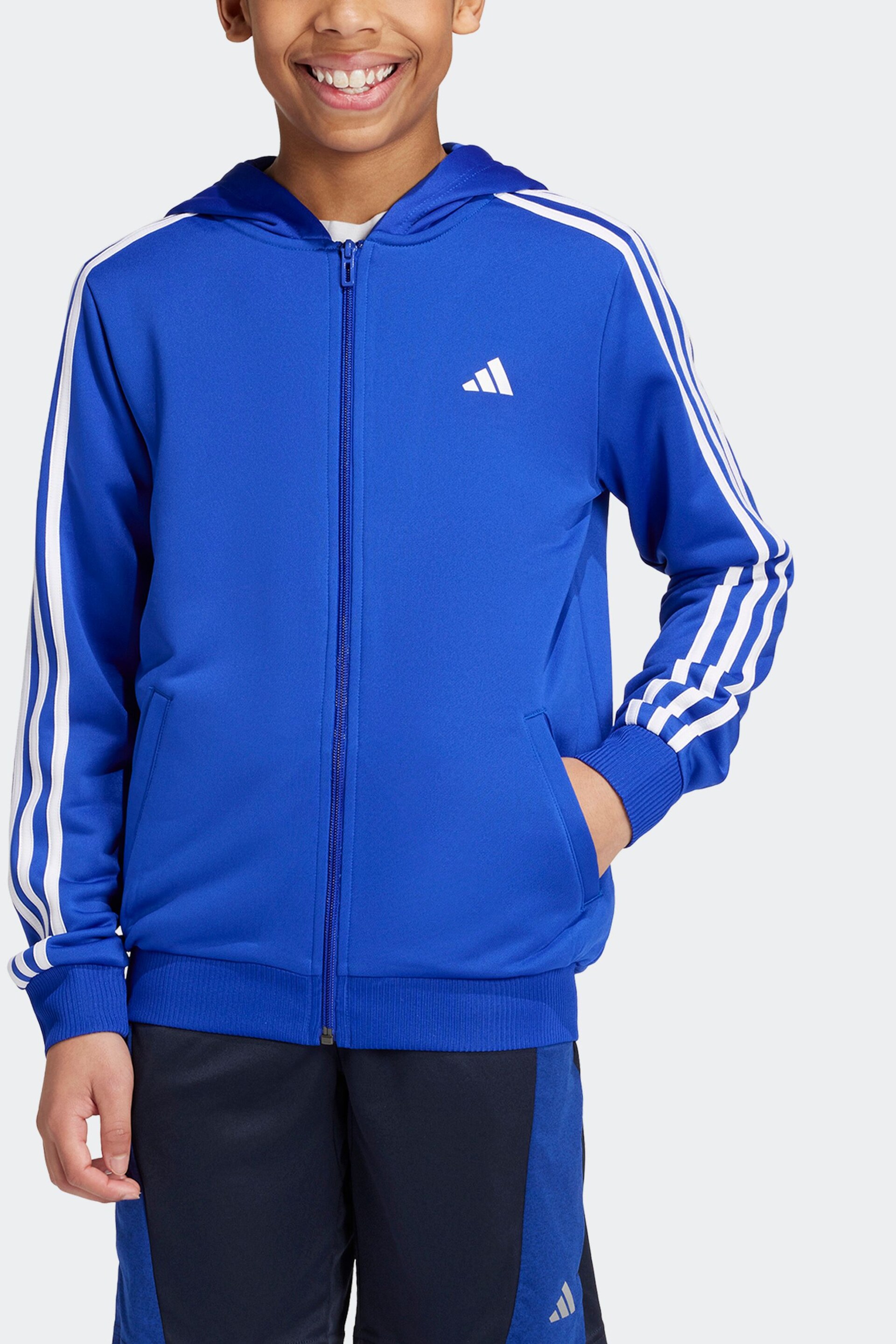 adidas Cornflower Blue Train Essentials AEROREADY 3-Stripes Regular-Fit Full-Zip Jacket - Image 4 of 11