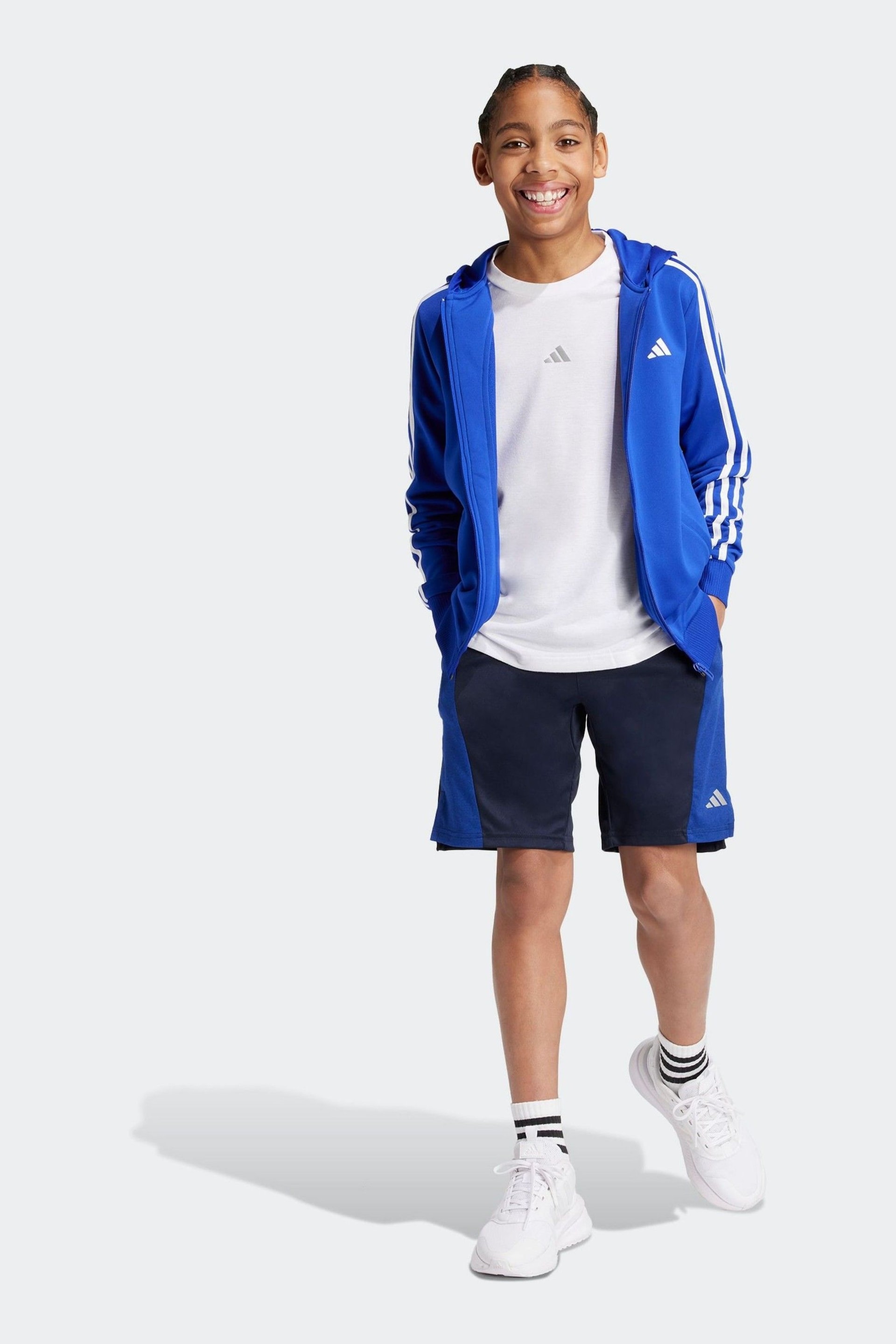 adidas Cornflower Blue Train Essentials AEROREADY 3-Stripes Regular-Fit Full-Zip Jacket - Image 5 of 11