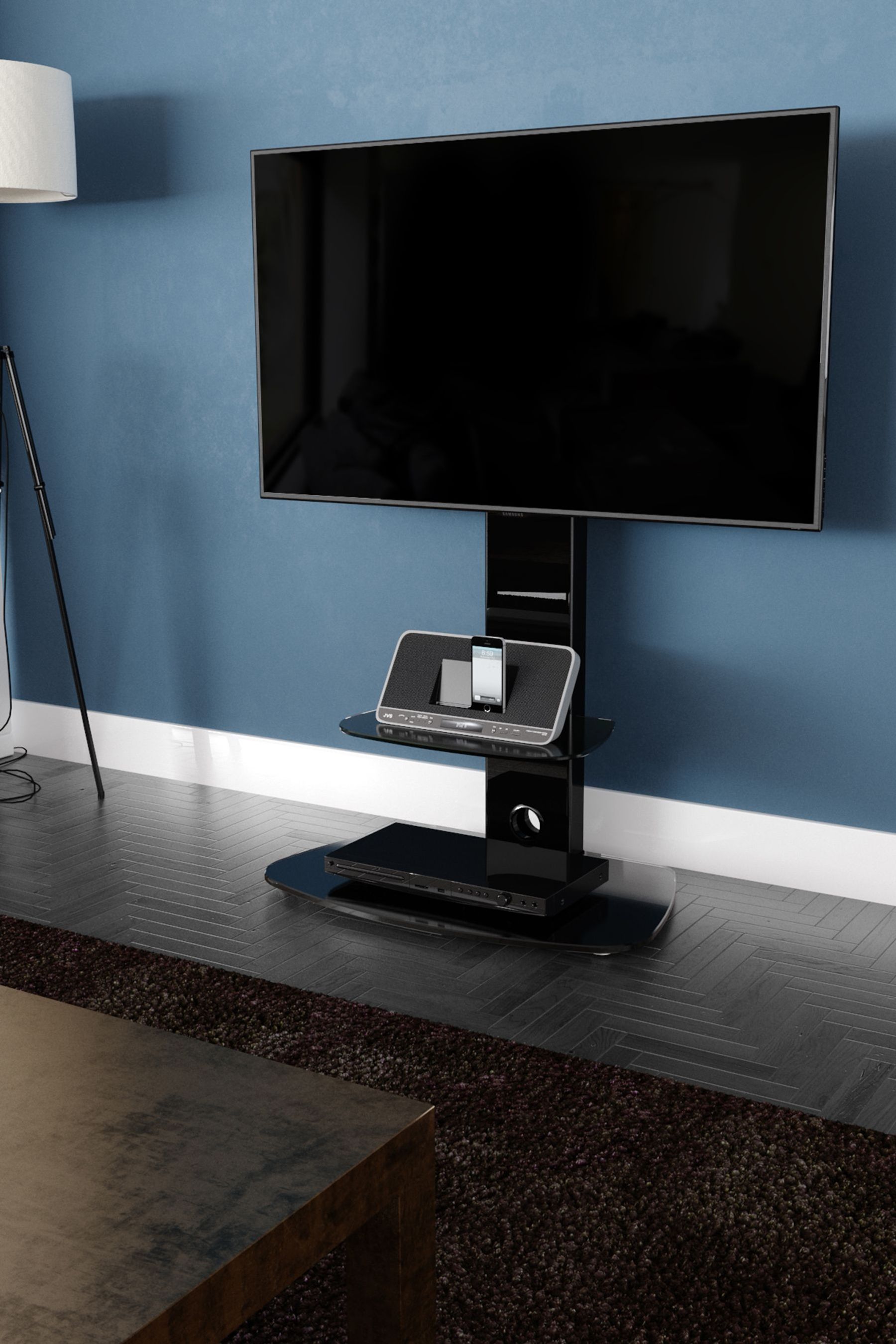 Buy AVF Black Lucerne Curved Pedestal 700 TV Stand from the Next UK