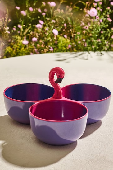 Pink/Purple Flamingo Picnic Dip Bowl Trio