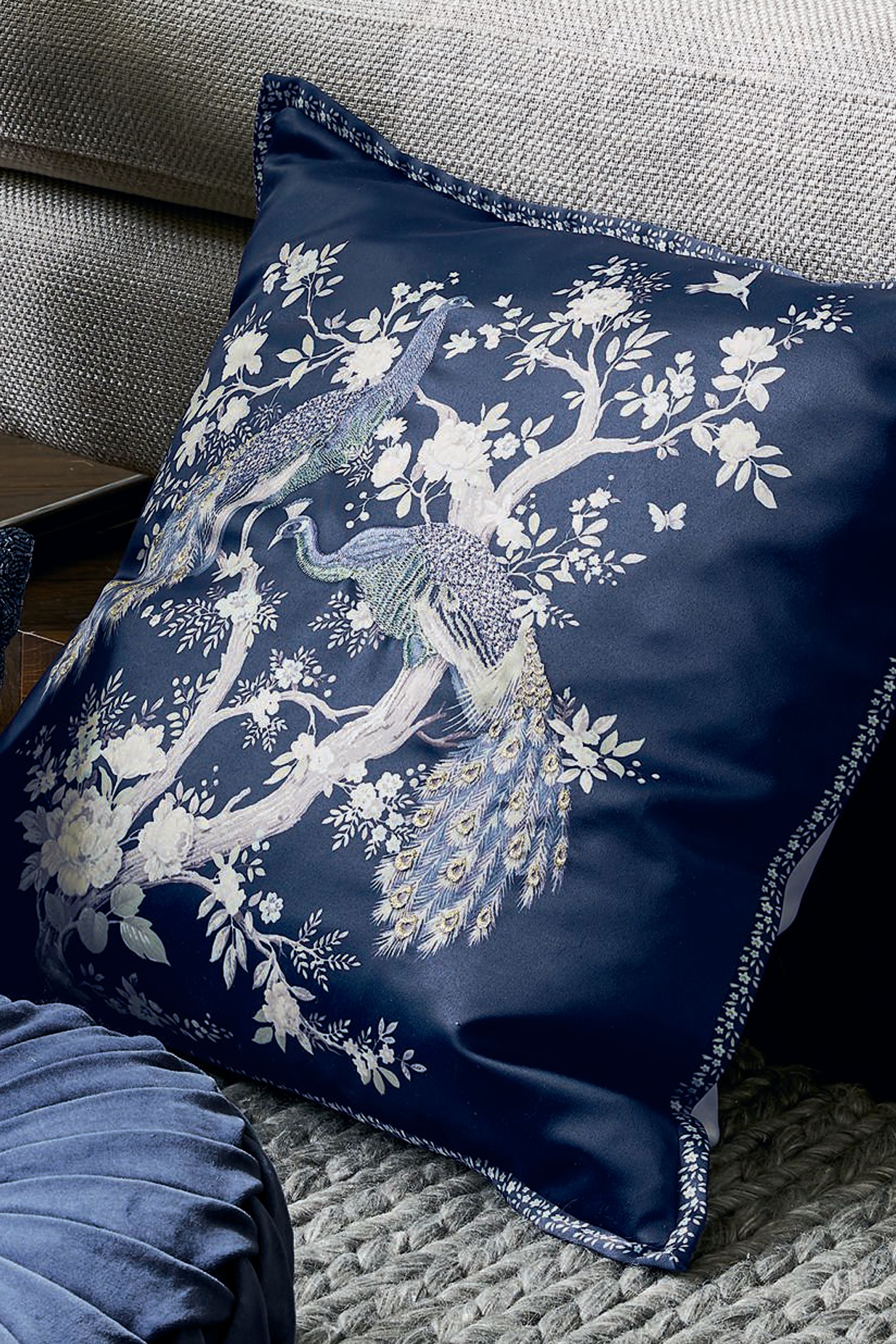 Buy Laura Ashley Midnight Blue Square Belvedere Cushion from the Next UK online shop