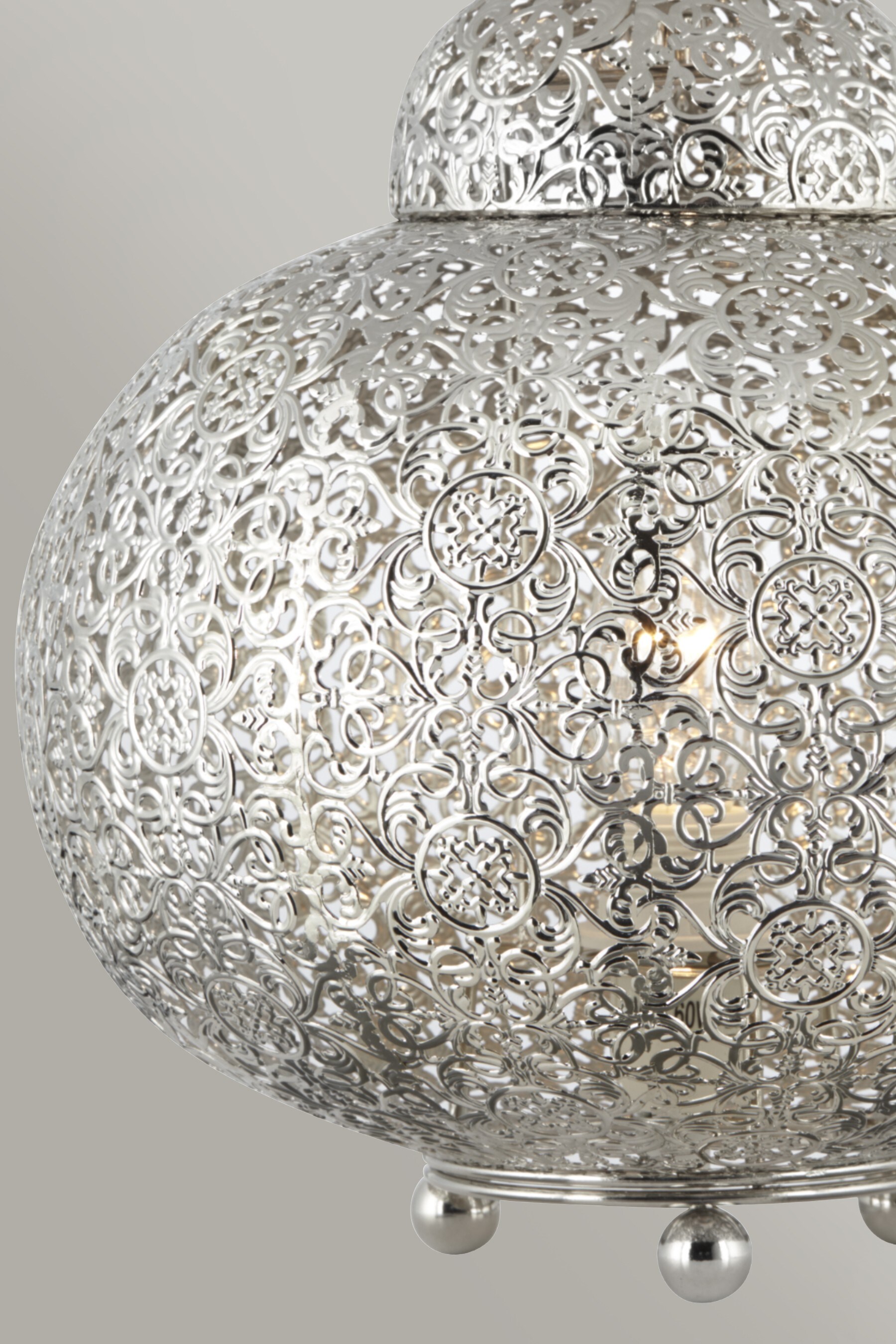 Tunis fretwork chrome table lamp deals