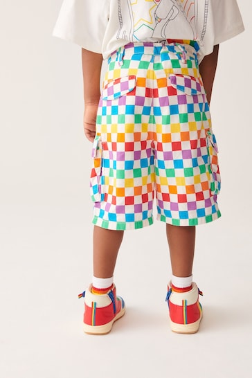 Little Bird by Jools Oliver Multi Rainbow Checkerboard Cargo Shorts