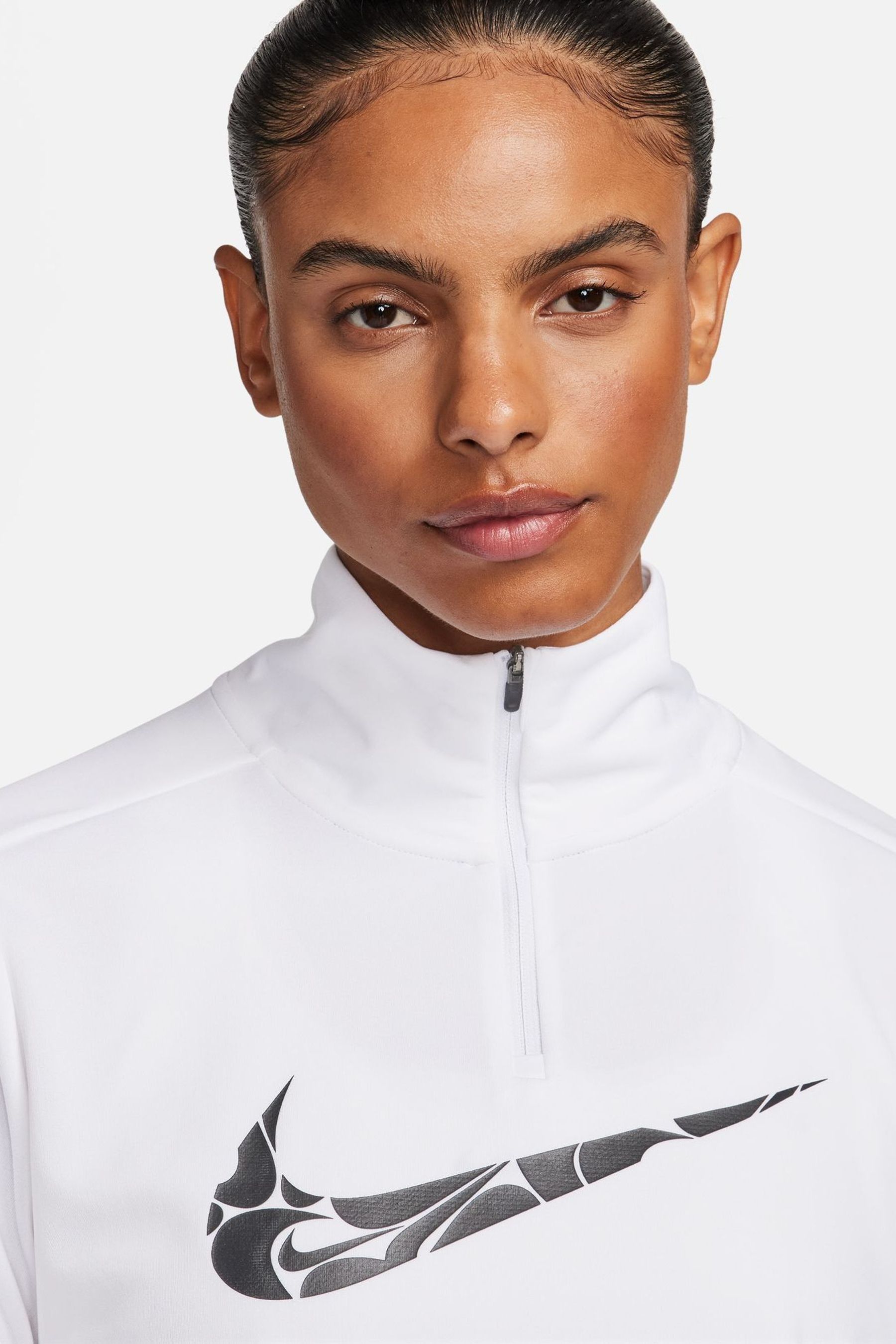 Nike half zip white top