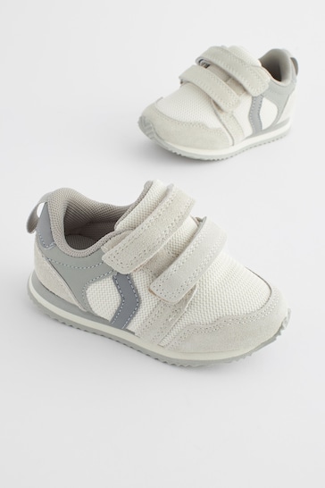Neutral White Wide Fit (G) Double Strap Trainers