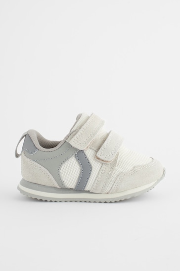 Neutral White Wide Fit (G) Double Strap Trainers