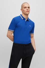 BOSS Bright Blue/Black Tipping Paddy Polo Shirt - Image 1 of 5