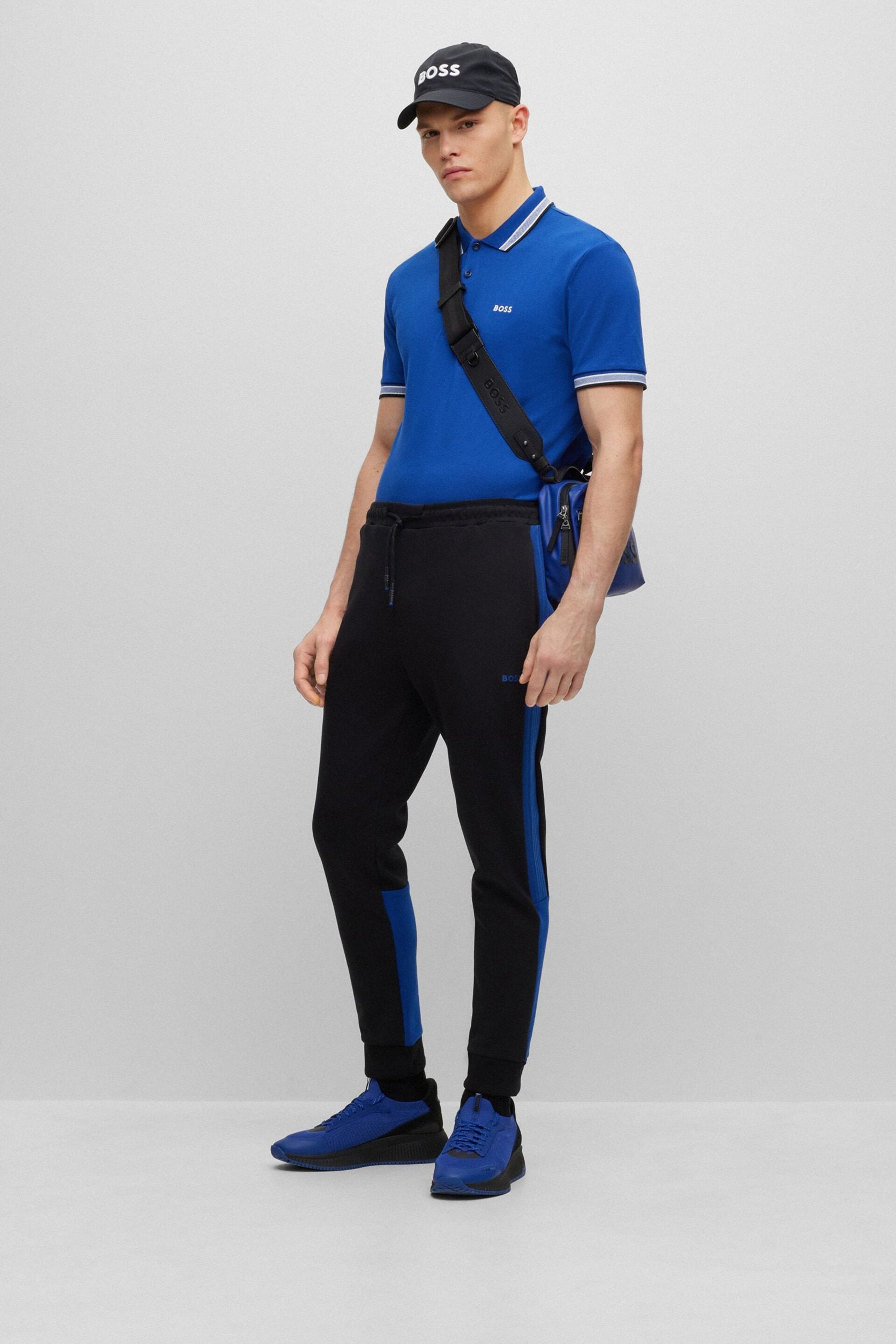 BOSS Bright Blue/Black Tipping Paddy Polo Shirt - Image 3 of 5