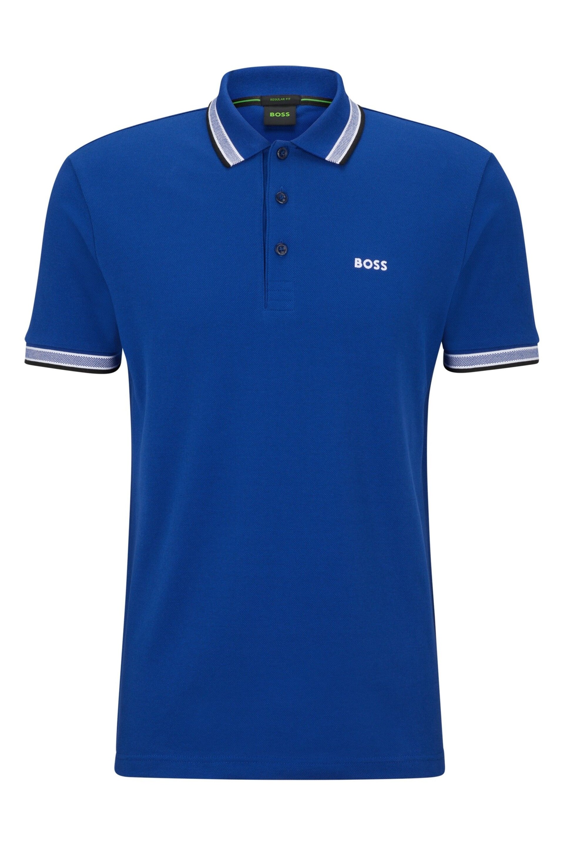 BOSS Bright Blue/Black Tipping Paddy Polo Shirt - Image 5 of 5