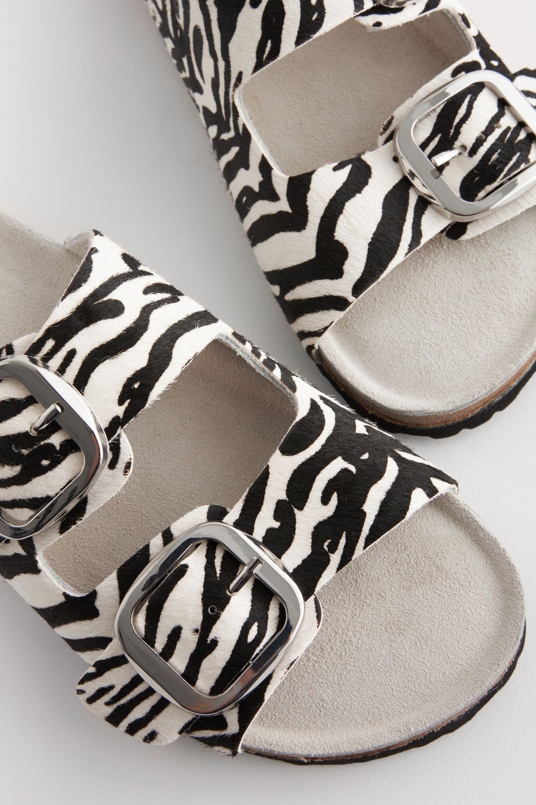 Buy Zebra Forever Comfort Leather Double Strap Footbed Sandals from Next Oman