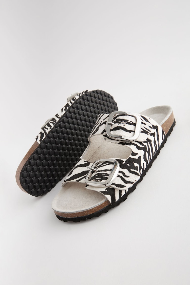 Zebra Forever Comfort® Leather Double Strap Footbed Sandals - Image 5 of 7