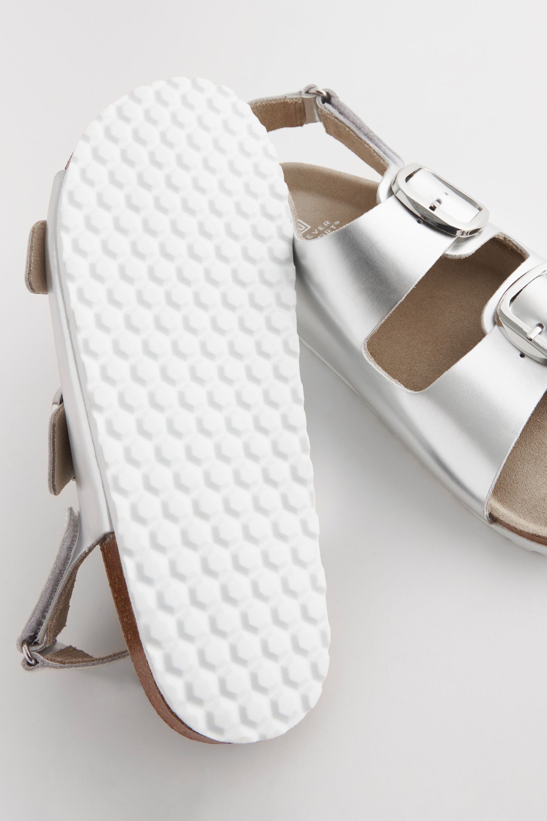 Silver footbed sandals hot sale