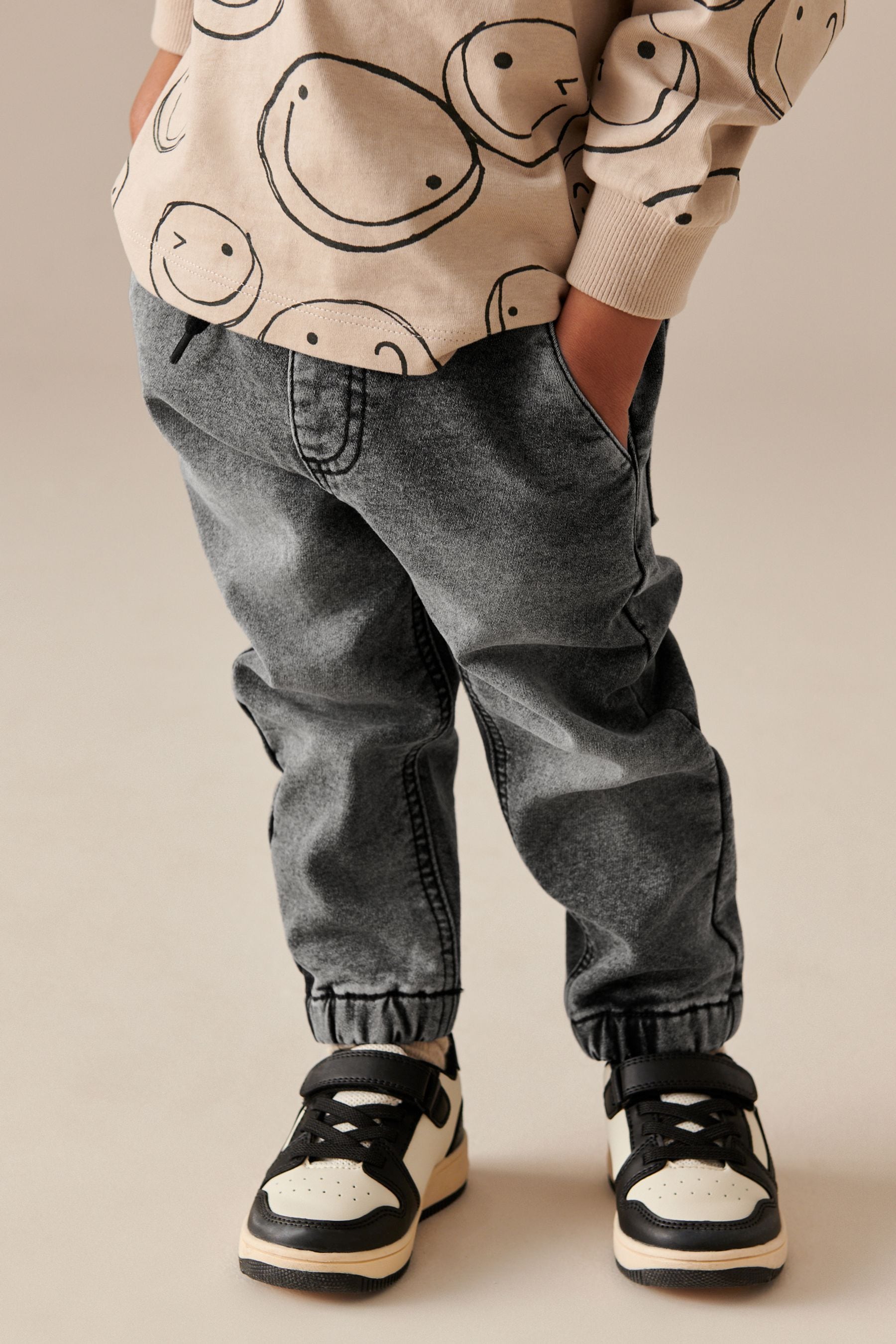Grey denim joggers sale