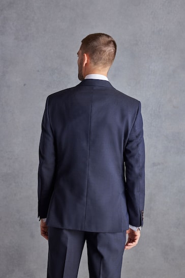 Navy Blue Tailored Signature TG Di Fabio Wool Rich Puppytooth Suit Jacket