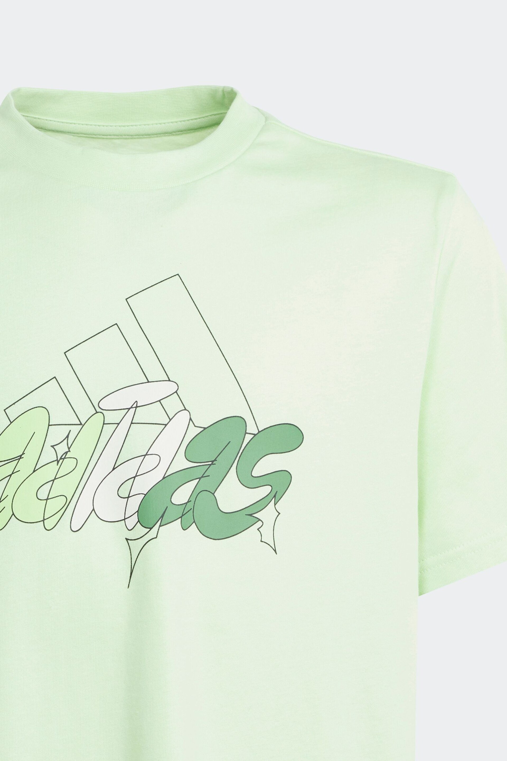 adidas Green Sportswear Table Illustrated Graphic T-Shirt - Image 3 of 5