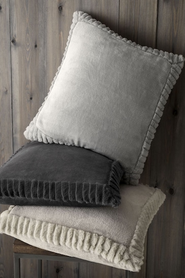 Catherine Lansfield Natural Velvet and Faux Fur Soft and Cosy Cushion