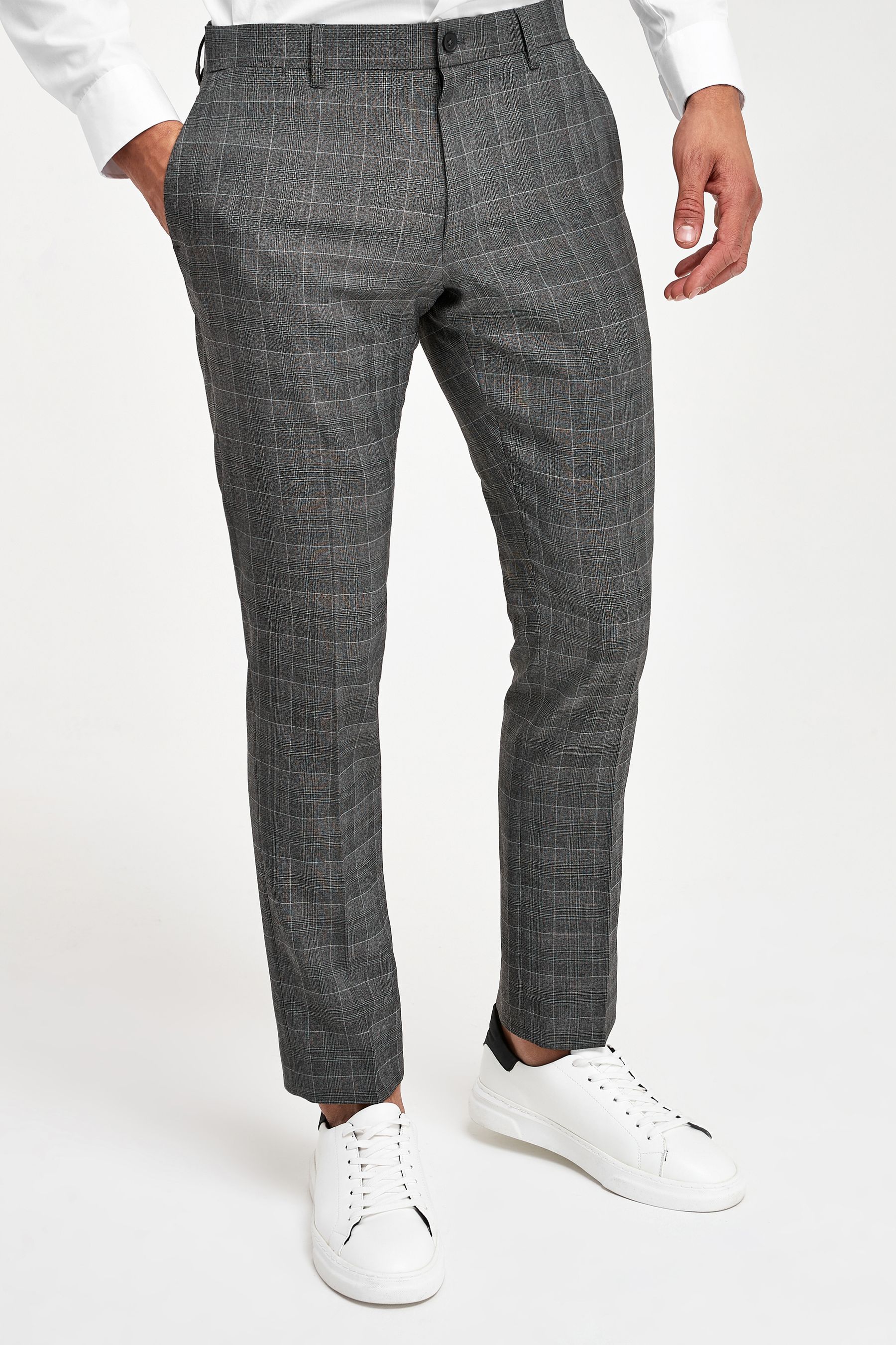 Buy Grey Slim Check Smart Trousers from Next Luxembourg