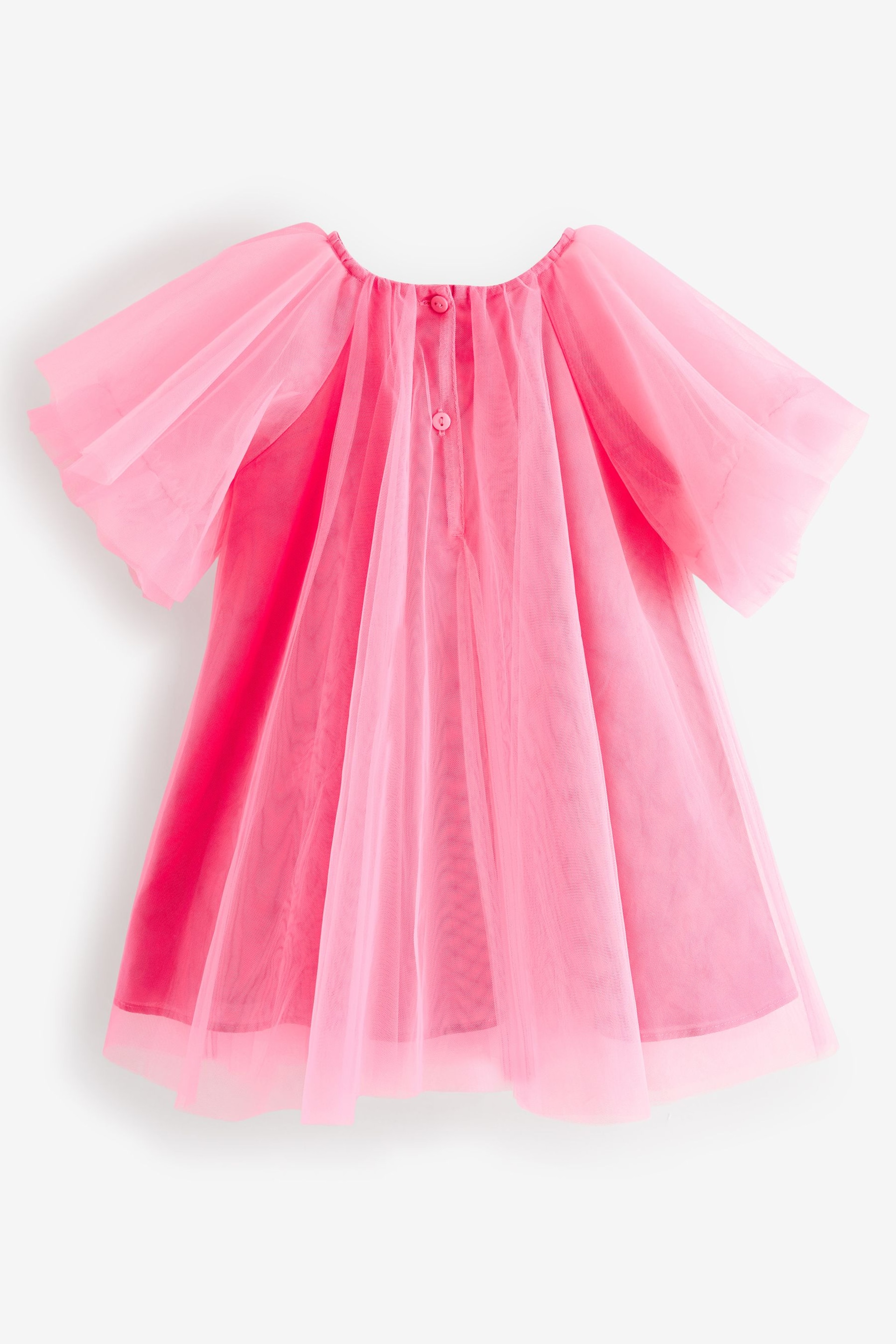 Fluro Pink Mesh Party Dress (3mths-8yrs) - Image 3 of 4
