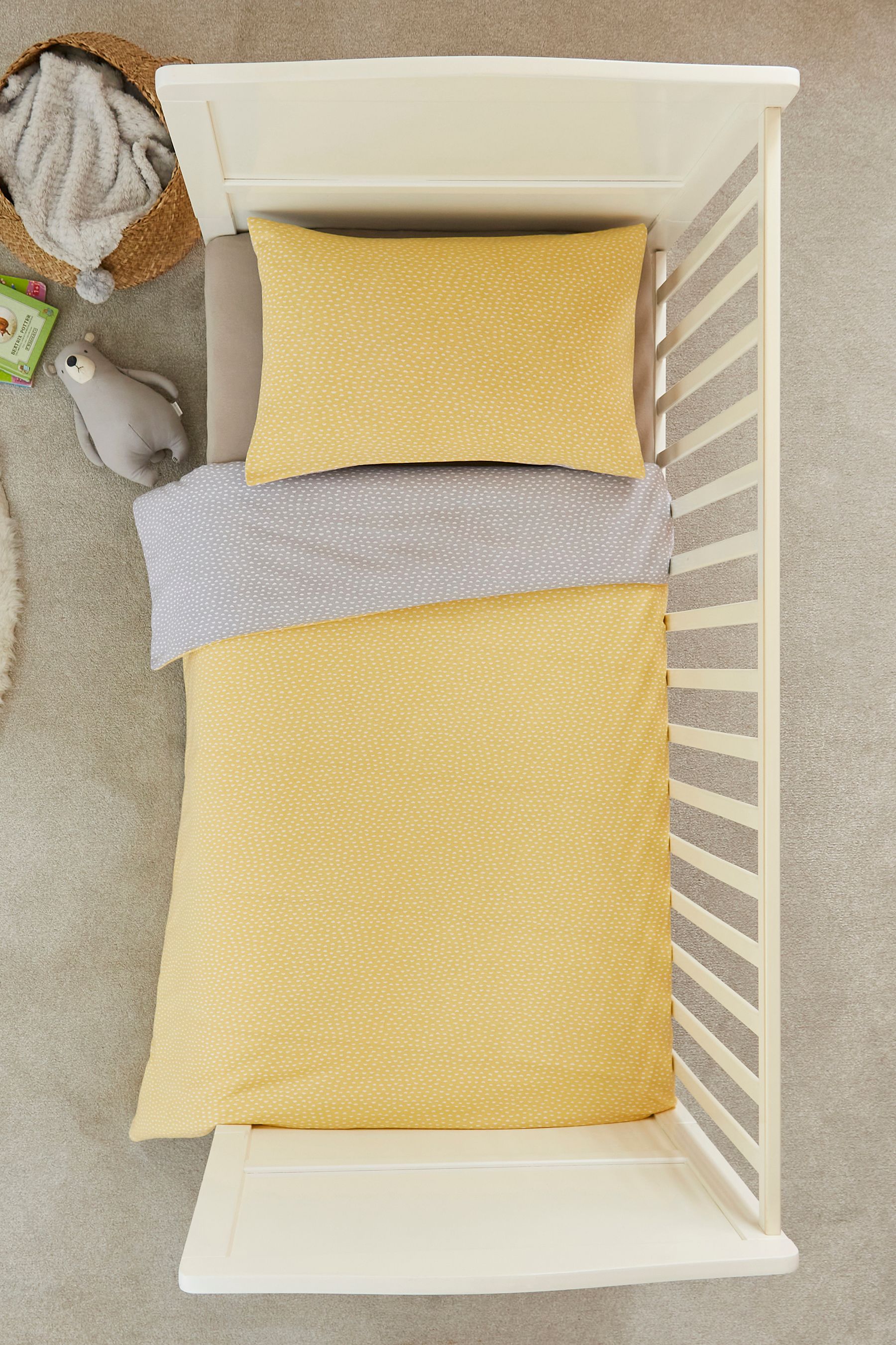 Yellow cot bed hot sale duvet cover
