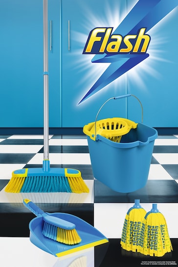 Wham Blue Flash Floor Clean Kit With Mighty Mop And Flash Mop Bucket