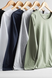 Black/White/Grey/Blue/Green 100% Cotton Long Sleeve Tops 5 Pack - Image 15 of 17