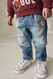 Mid Blue Tint 100% Cotton Panelled Jeans (3mths-7yrs) - Image 1 of 5