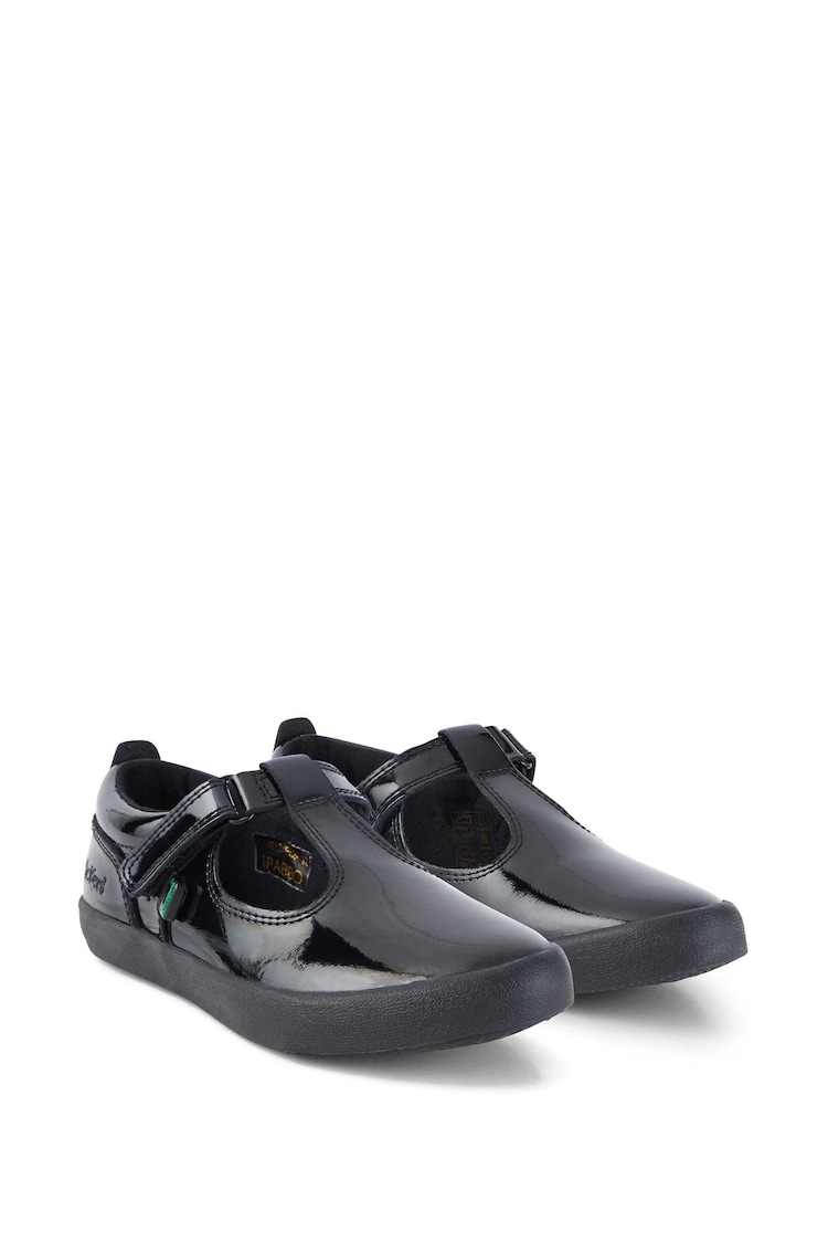 Kickers Black Junior Kariko T-Bar Hook and Loop Patent Leather Shoes - Image 2 of 10