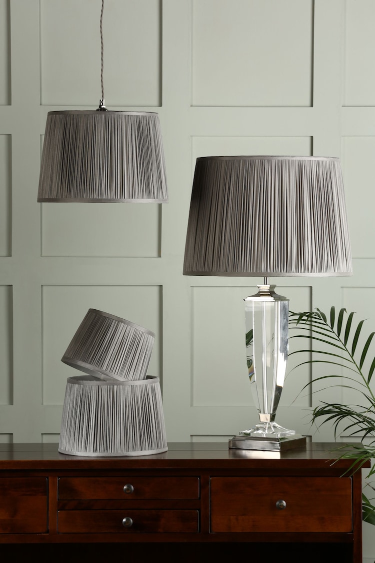 Laura Ashley Dove Grey Hemsley Pleated Silk Empire Easyfit Lamp Shade - Image 2 of 6