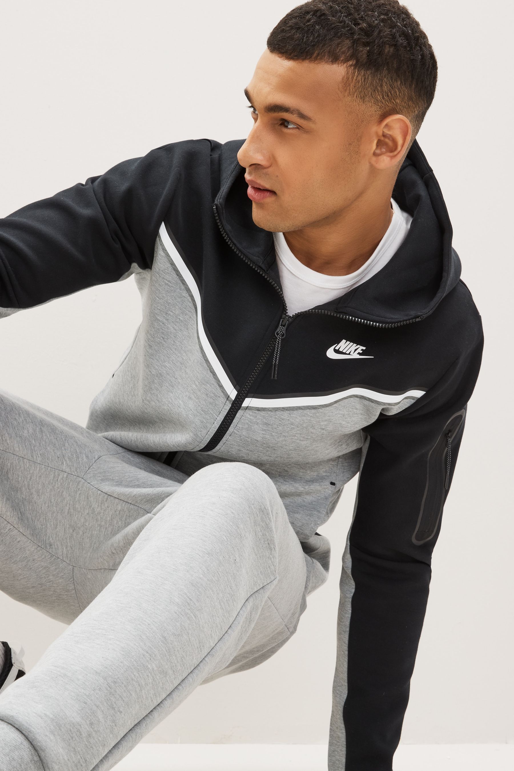 Buy Nike Black Grey Tech Fleece Zip Through Hoodie from Next Luxembourg