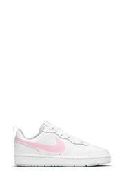 Nike White/Pink Court Borough Low Youth Trainers - Image 1 of 8