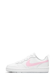 Nike White/Pink Court Borough Low Youth Trainers - Image 2 of 8