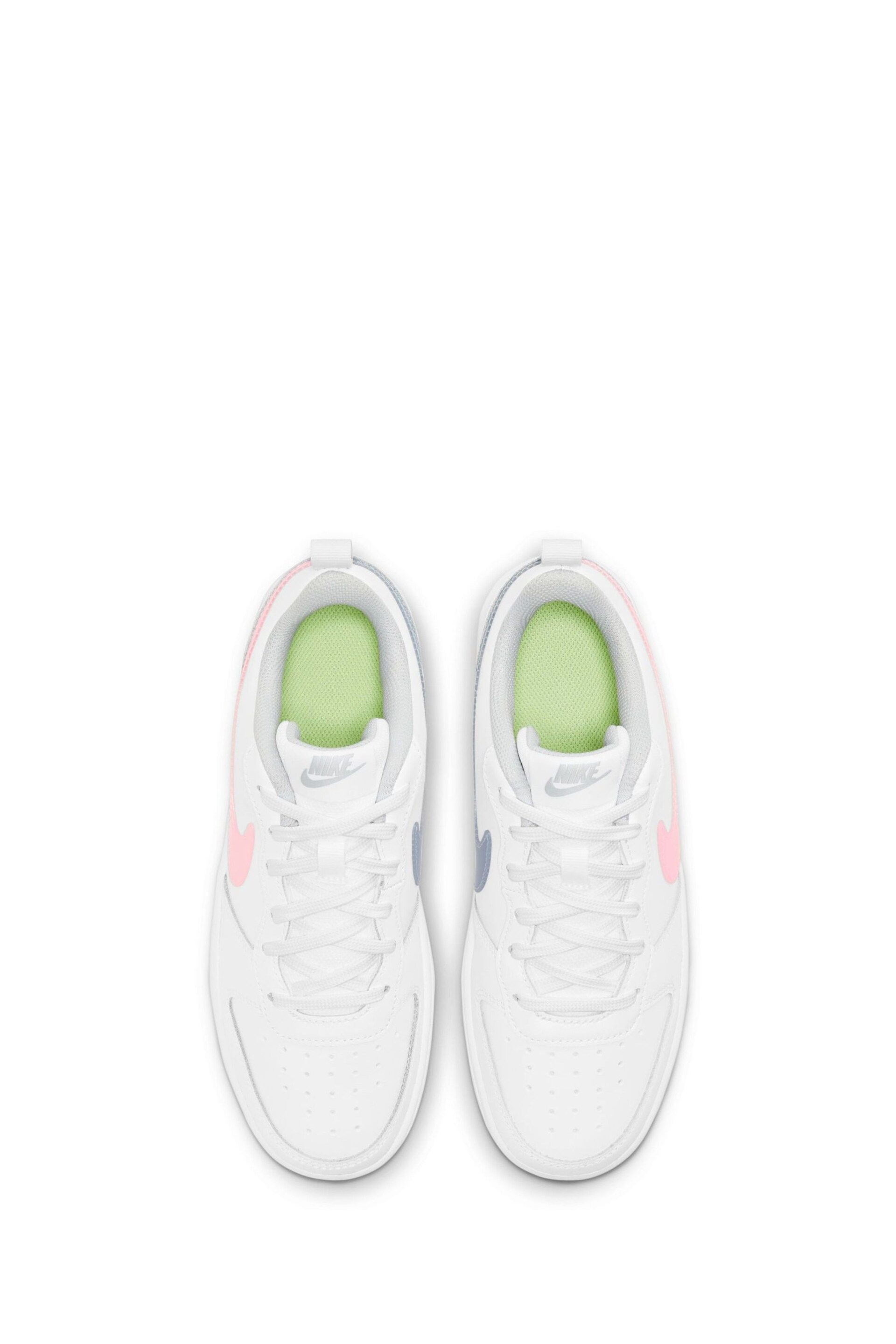 Nike White/Pink Court Borough Low Youth Trainers - Image 5 of 8