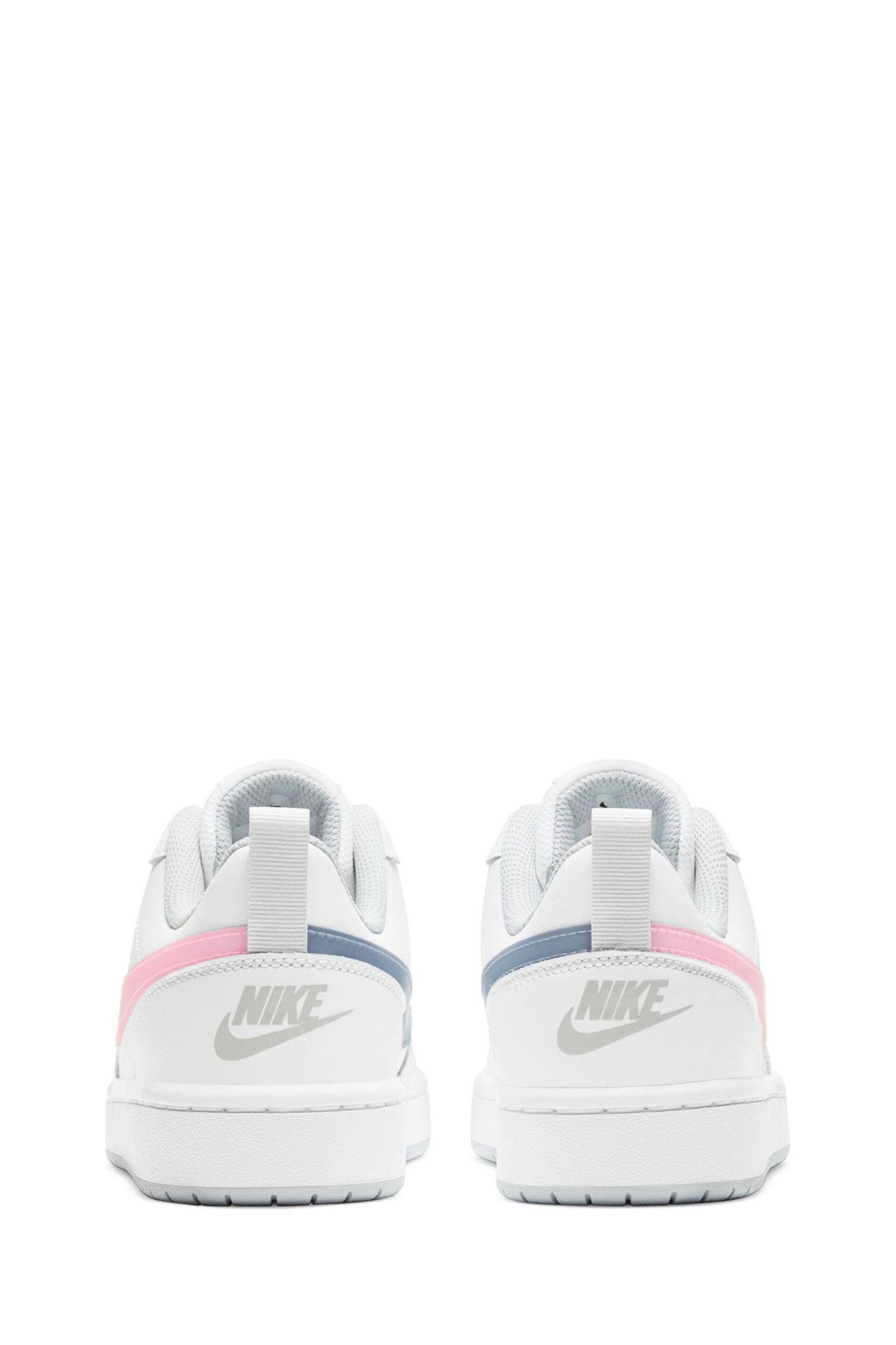 Nike White/Pink Court Borough Low Youth Trainers - Image 6 of 8