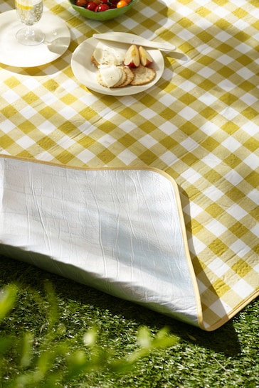 Ochre / Cream Gingham Country Blanket