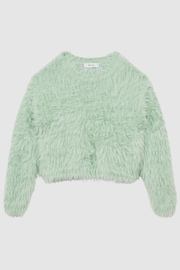 Reiss Green Freida Junior Fluffy Crew Neck Jumper - Image 2 of 6