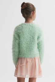 Reiss Green Freida Junior Fluffy Crew Neck Jumper - Image 5 of 6