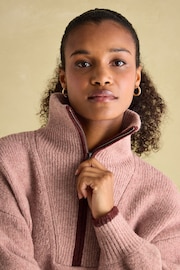 Joules Elmore Pink Knitted Quarter Zip Jumper - Image 4 of 7