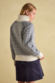 Joules Ingrid Cream/Navy Patterned Jumper with Detachable Roll Neck - Image 2 of 7